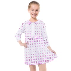 Square Pink Pattern Decoration Kids  Quarter Sleeve Shirt Dress