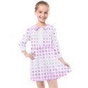 Square Pink Pattern Decoration Kids  Quarter Sleeve Shirt Dress View1