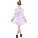 Square Pink Pattern Decoration Kids  Quarter Sleeve Shirt Dress View2