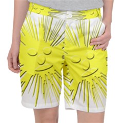 Smilie Sun Emoticon Yellow Cheeky Pocket Shorts by HermanTelo