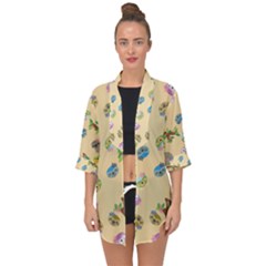 Sloth Neutral Color Cute Cartoon Open Front Chiffon Kimono by HermanTelo