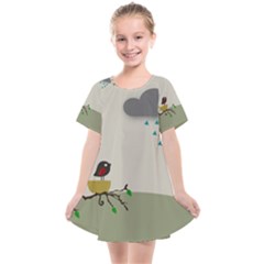 Birds Tree Animal Black Tree Kids  Smock Dress