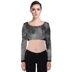 Full Moon Velvet Long Sleeve Crop Top