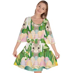 Graphic Easter Easter Basket Spring Velour Kimono Dress by Pakrebo