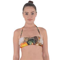 Pumpkin Vegetables Autumn Halter Bandeau Bikini Top by Pakrebo