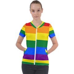 Lgbt Rainbow Pride Flag Short Sleeve Zip Up Jacket by lgbtnation