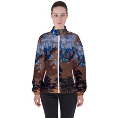 Landscape Woman Magic Evening Women s High Neck Windbreaker by HermanTelo