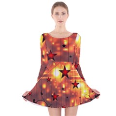 Star Radio Light Effects Magic Long Sleeve Velvet Skater Dress by HermanTelo