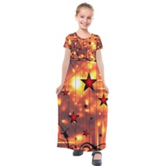 Star Radio Light Effects Magic Kids  Short Sleeve Maxi Dress by HermanTelo