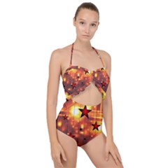 Star Radio Light Effects Magic Scallop Top Cut Out Swimsuit by HermanTelo