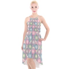 Seamless Pattern Pastels Background High-low Halter Chiffon Dress  by HermanTelo