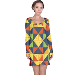 Background Geometric Color Plaid Long Sleeve Nightdress by Mariart