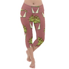 Cactus Pattern Background Texture Lightweight Velour Capri Yoga Leggings by HermanTelo