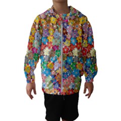 Floral Flowers Abstract Art Kids  Hooded Windbreaker by HermanTelo