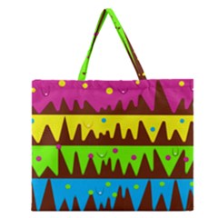 Illustration Abstract Graphic Rainbow Zipper Large Tote Bag by HermanTelo