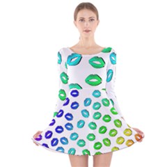 Kiss Mouth Lips Colors Long Sleeve Velvet Skater Dress by HermanTelo