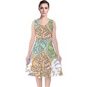 Pattern Leaves Banana Rainbow V-Neck Midi Sleeveless Dress  View1