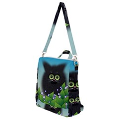 Kitten Black Furry Illustration Crossbody Backpack by Sapixe