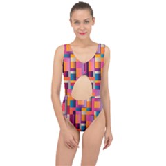 Abstract Background Geometry Blocks Center Cut Out Swimsuit by Bajindul