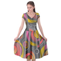 Abstract Colorful Background Grey Cap Sleeve Wrap Front Dress by Bajindul