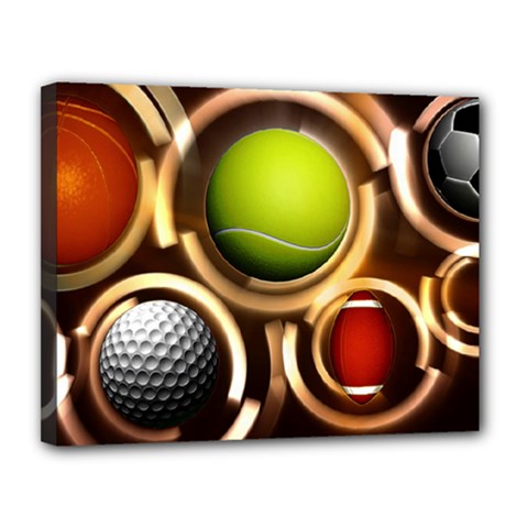 Sport Ball Tennis Golf Football Canvas 14  X 11  (stretched) by Bajindul