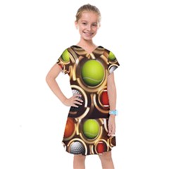 Sport Ball Tennis Golf Football Kids  Drop Waist Dress by Bajindul