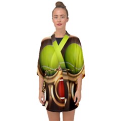 Sport Ball Tennis Golf Football Half Sleeve Chiffon Kimono by Bajindul