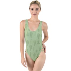 Cactus Pattern High Leg Strappy Swimsuit