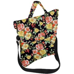 Flowers Watercolor Fold Over Handle Tote Bag by ArtworkByPatrick