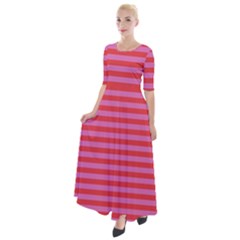 Love Sick - Bubblegum Pink Stripes Half Sleeves Maxi Dress