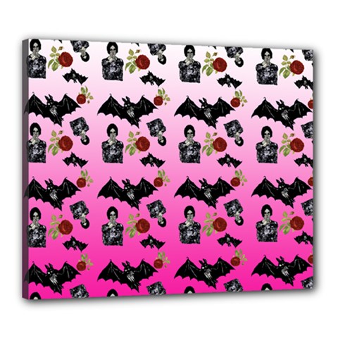 Pink Gradient Bat Pattern Canvas 24  X 20  (stretched) by snowwhitegirl