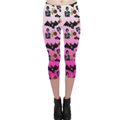 Pink Gradient Bat Pattern Capri Leggings  by snowwhitegirl