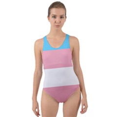 Transgender Pride Flag Cut-out Back One Piece Swimsuit by lgbtnation