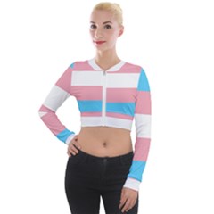 Transgender Pride Flag Long Sleeve Cropped Velvet Jacket by lgbtnation