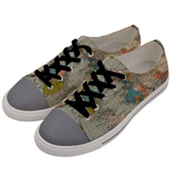 World Map Vintage Men s Low Top Canvas Sneakers by BangZart