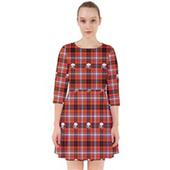 Plaid - Red With Skulls Smock Dress by WensdaiAmbrose