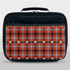 Plaid - Red With Skulls Lunch Bag by WensdaiAmbrose