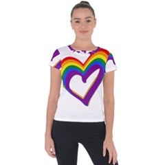 Rainbow Heart Colorful Lgbt Rainbow Flag Colors Gay Pride Support Short Sleeve Sports Top  by yoursparklingshop