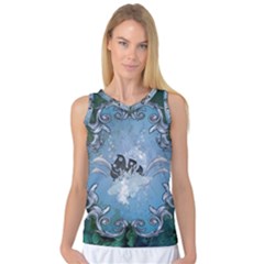 Surfboard With Dolphin Women s Basketball Tank Top by FantasyWorld7