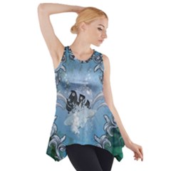 Surfboard With Dolphin Side Drop Tank Tunic by FantasyWorld7