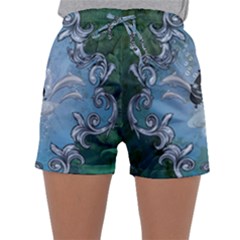 Surfboard With Dolphin Sleepwear Shorts by FantasyWorld7