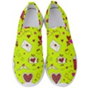 Valentin s Day Love Hearts Pattern Red Pink Green Men s Slip On Sneakers View1