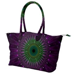 Purple Mandala Fractal Glass Canvas Shoulder Bag by Pakrebo