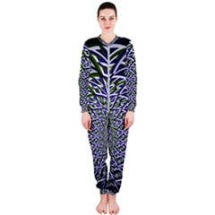 Fractal Blue Green Mirror Flowers Onepiece Jumpsuit (ladies)  by Pakrebo