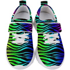 Rainbow Zebra Kids  Velcro Strap Shoes by ArtistRoseanneJones