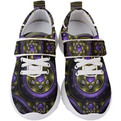 Fractal Sparkling Purple Abstract Kids  Velcro Strap Shoes by Pakrebo