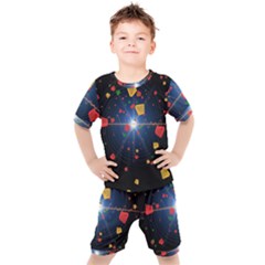 Technology Background Pattern Kids  Tee And Shorts Set by Pakrebo