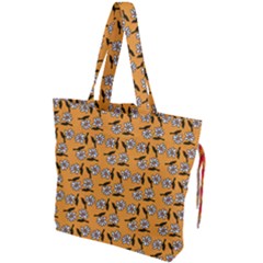 Daisy Orange Drawstring Tote Bag by snowwhitegirl