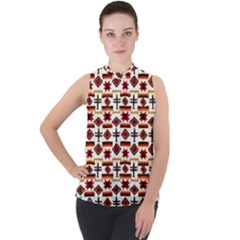 Rby-2-5 Mock Neck Chiffon Sleeveless Top