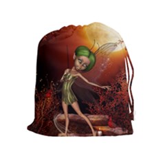 Little Fairy Dancing In The Night Drawstring Pouch (xl) by FantasyWorld7